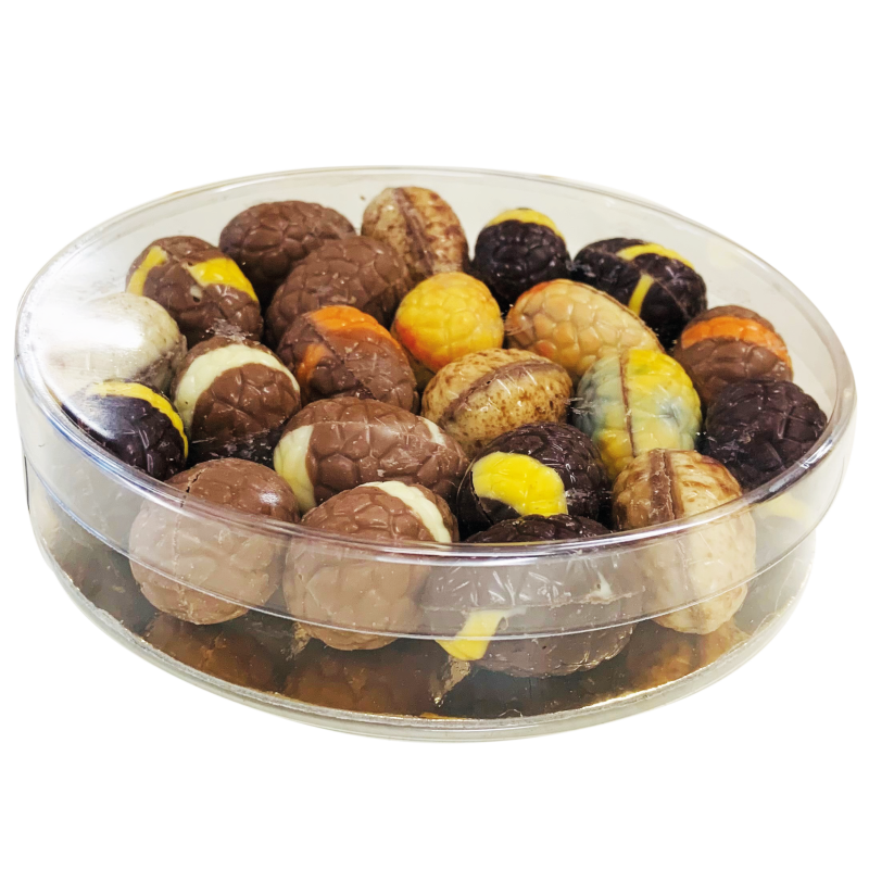 Ronde Geschenkdoos met 280 gram praliné bonboneitjes geschenkdoos eitjes